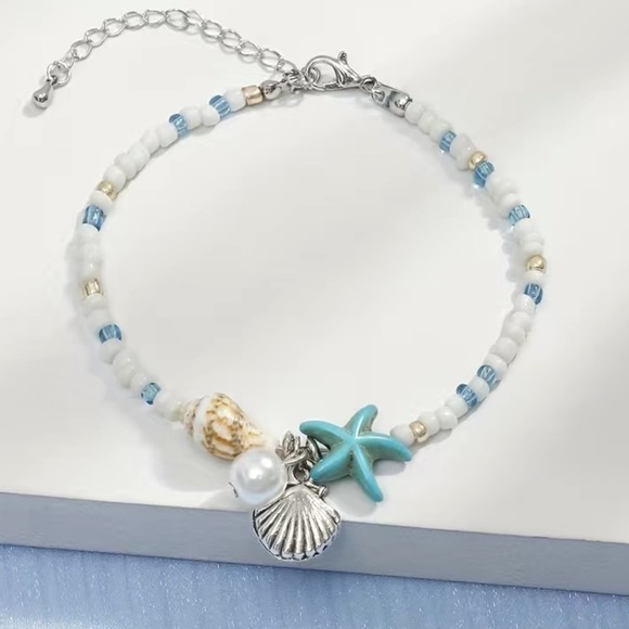 Boho Starfish Beaded Bracelet| Summer Beach Shell Conch Beads Jewelry - Picture 1 of 4